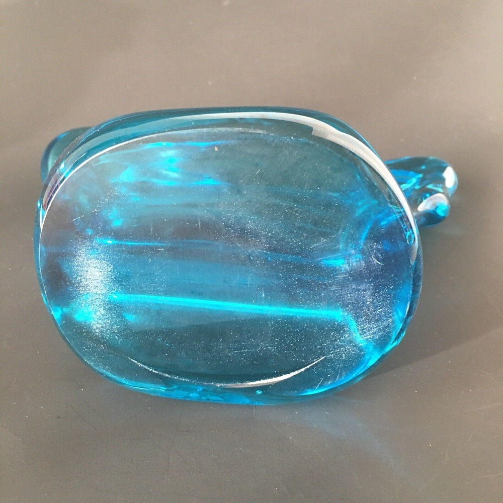 Blue Art Glass Etched Outdoor Scenery Stunning Unknown Artist - Picture 11 of 16